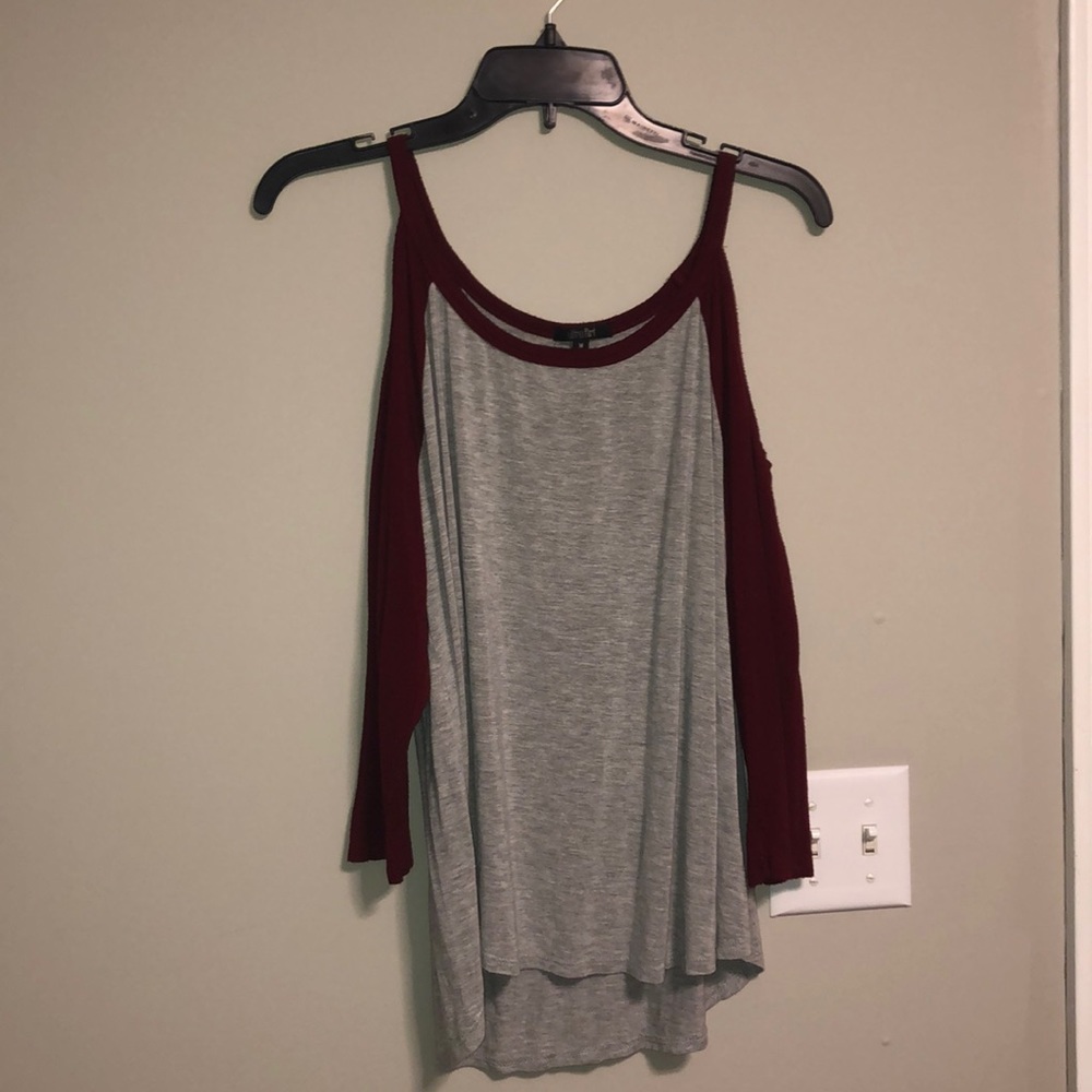 Long Sleeve Red and Gray Shirt